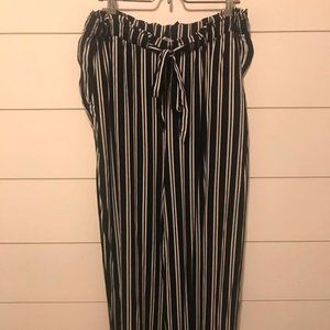 Black and White Striped Wide Leg Pants